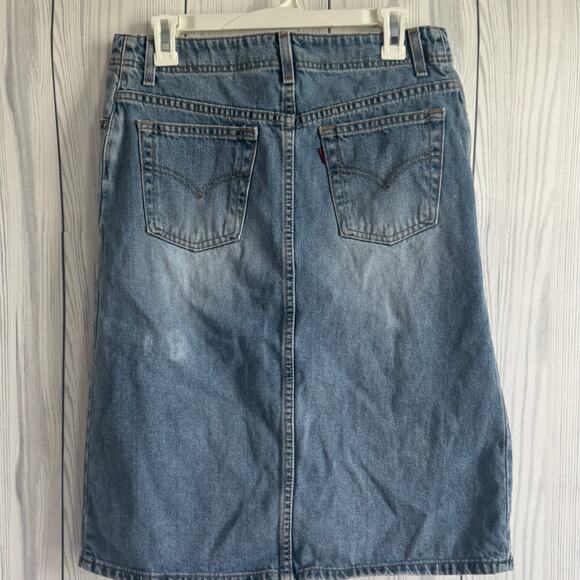 Y2K 2002 Levi's Denim Button Up Skirt Women's Size 8 Distressed/Bleached - Picture 4 of 10